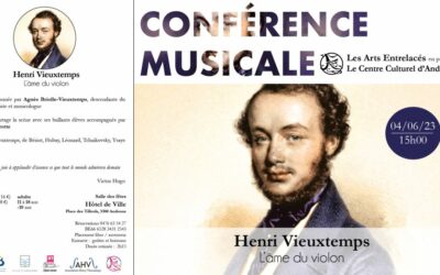 Conférence musicale à Andenne (Belgique) « Henry Vieuxtemps l’âme du violon » Le 4 juin 2023